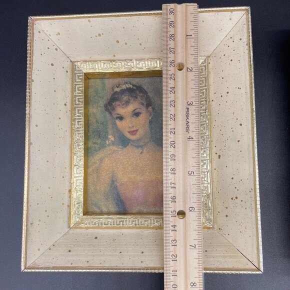 Vintage Wall Hanging Prints Mid Century Art Lovely Ladies Wooden Frames Cottage - Picture 7 of 8